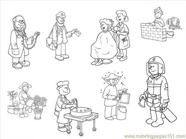 Розмальовки про професії (40 картинок)