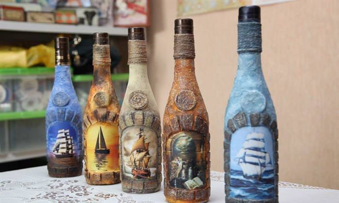 Декор пляшок шпагатом своїми руками &ndash; інструкція та фото 54