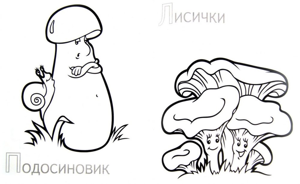 Розмальовка з грибами і назвами для дітей (39 фото)