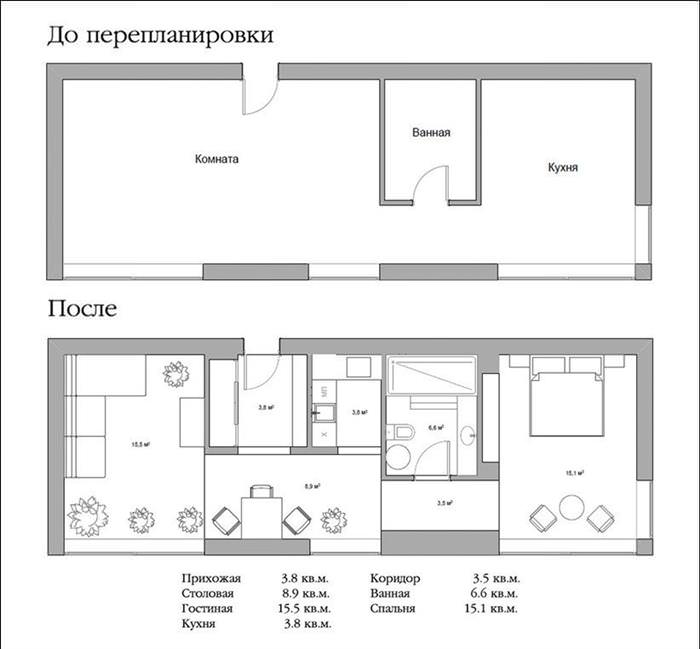 Дизайн квартири 60 кв. м – приклади оформлення інтерєру +фото 65