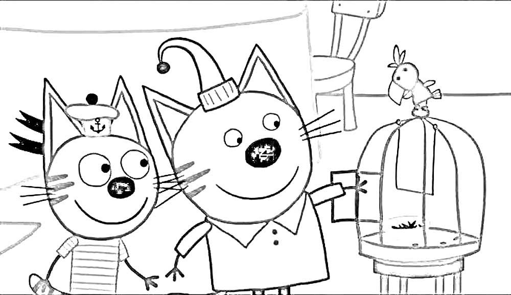 Розмальовка &laquo;Три кота&raquo; (39 фото)