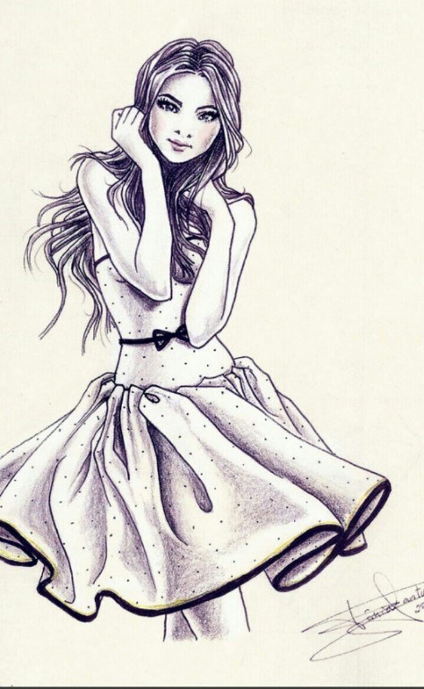 Картинки для срисовки дівчат у сукнях (21 фото)