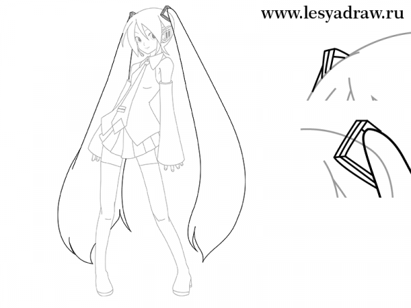 Картинки Miku Hatsune для срисовки (50 картинок)