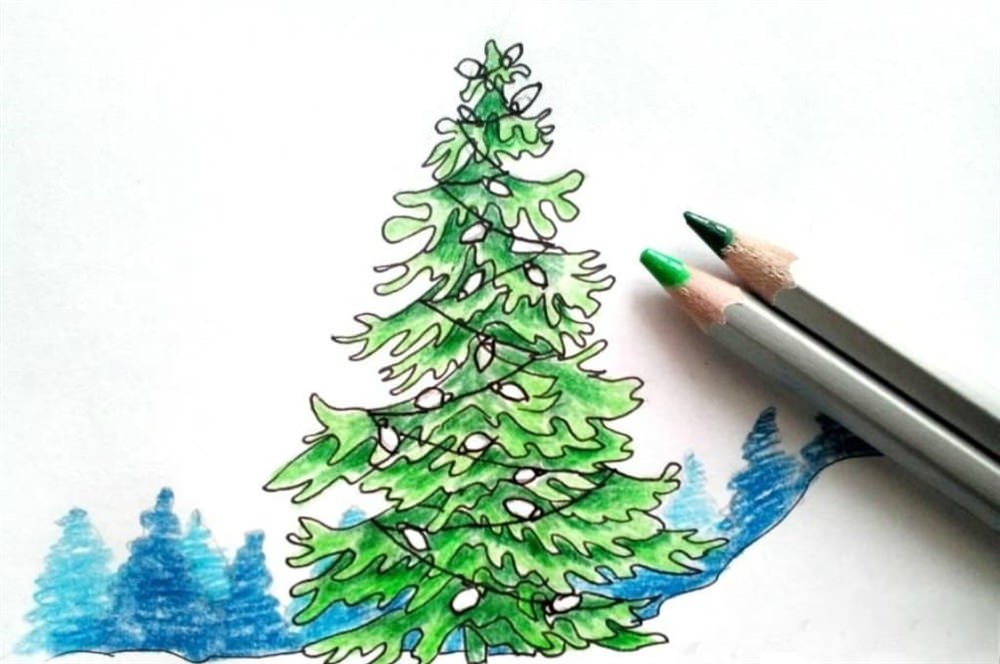 Картинки ялинки для срисовки (54 фото)