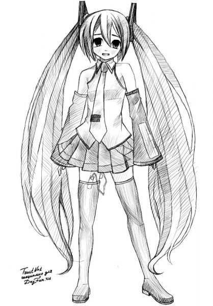 Картинки Miku Hatsune для срисовки (50 картинок)