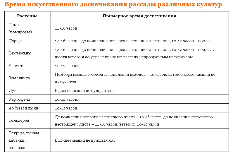 Які лампи потрібні для розсади
