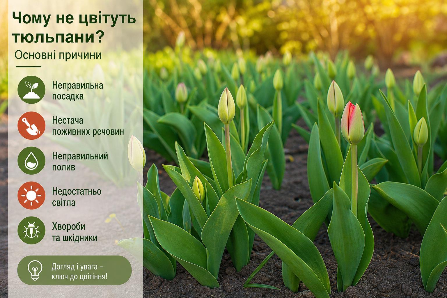 Чому не цвітуть тюльпани, що робити, основні причини. Що ще важливо пам’ятати