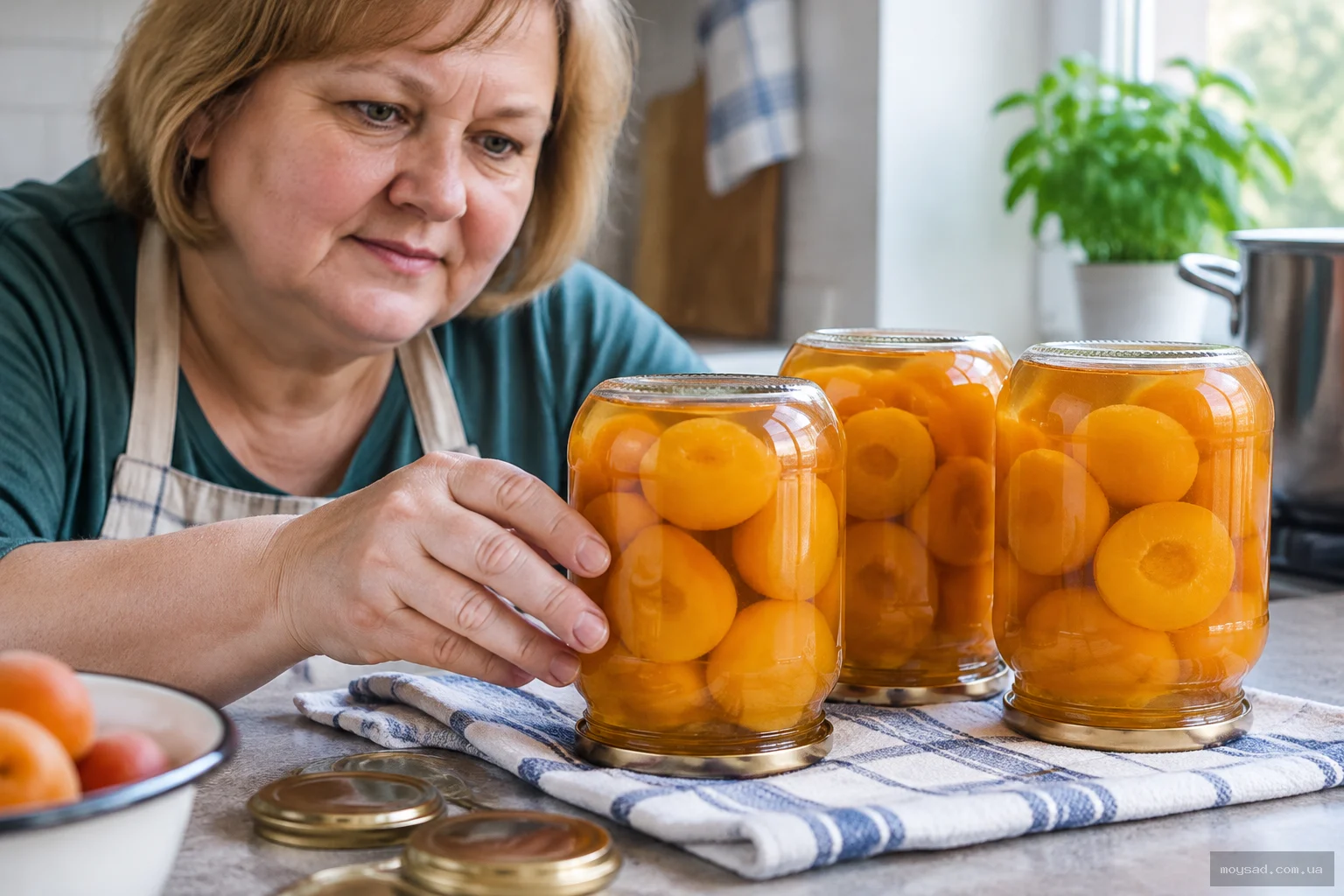 Банки з абрикосовим варенням перевернуті догори дном